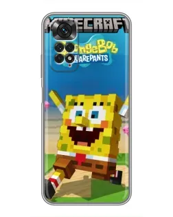 Чехол для Xiaomi Redmi Note 11 / 11s с картинкой «Губка Боб Minecraft»