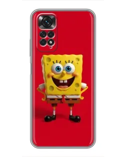 Чехол для Xiaomi Redmi Note 11 / 11s с картинкой «Спанч Боб на красном»