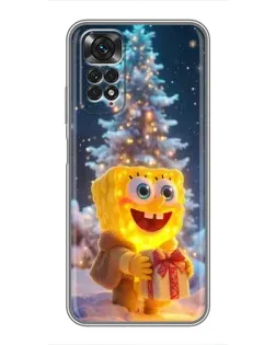 Чехол для Xiaomi Redmi Note 11 / 11s с картинкой «Рождественский Спанч Боб»
