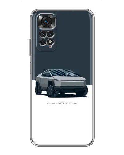 Чехол для Xiaomi Redmi Note 11 / 11s с картинкой «Серебристый Cybertruck Tesla»
