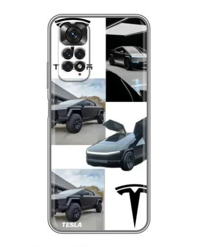 Чехол для Xiaomi Redmi Note 11 / 11s с картинкой «Коллаж Cybertruck Tesla»