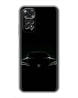 Чехол для Xiaomi Redmi Note 11 / 11s с картинкой «Mercedes — силуэт авто» Чехол для Xiaomi Redmi Note 11 / 11s с картинкой «Mercedes — силуэт авто»
