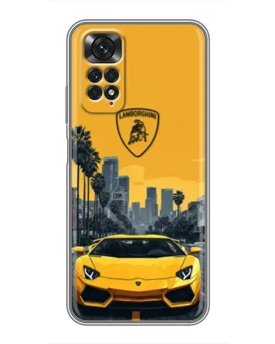Чехол для Xiaomi Redmi Note 11 / 11s с картинкой «Желтый Lamborghini город»
