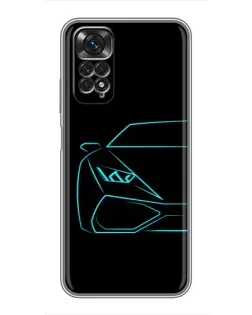 Чехол для Xiaomi Redmi Note 11 / 11s с картинкой «Голубой силуэт Lamborghini» Чехол для Xiaomi Redmi Note 11 / 11s с картинкой «Голубой силуэт Lamborghini»