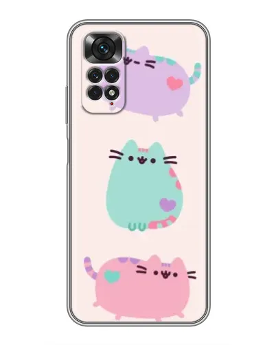 Чехол для Xiaomi Redmi Note 11 / 11s с картинкой «Pusheen трио»