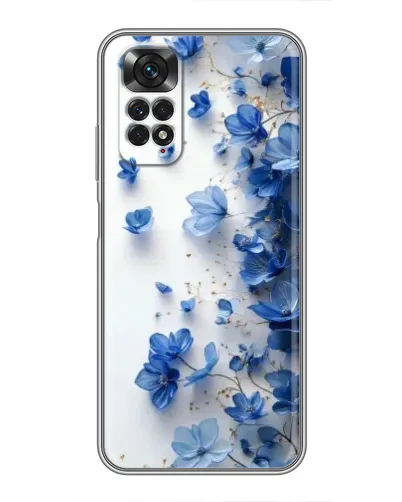 Чехол для Xiaomi Redmi Note 11 / 11s с картинкой «Голубой цветочный каскад»