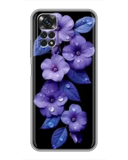 Чехол для Xiaomi Redmi Note 11 / 11s с картинкой «Фиолетовые цветы с росою»