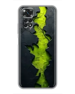 Чехол для Xiaomi Redmi Note 11 / 11s с картинкой «Салатовый разлом скалы»