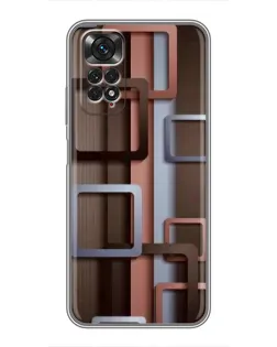 Чехол для Xiaomi Redmi Note 11 / 11s с картинкой «Коричневые объемные квадраты»