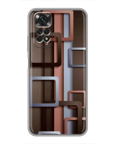 Чехол для Xiaomi Redmi Note 11 / 11s с картинкой «Коричневые объемные квадраты»