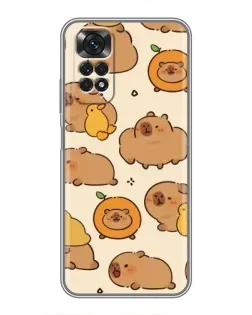 Чехол для Xiaomi Redmi Note 11 / 11s с картинкой «Капибары с апельсинами»
