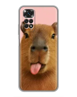 Чехол для Xiaomi Redmi Note 11 / 11s с картинкой «Капибара с языком»