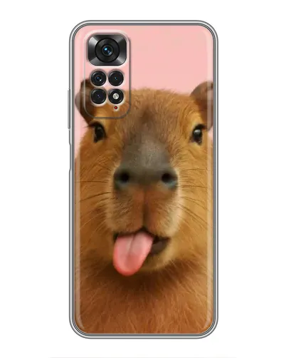 Чехол для Xiaomi Redmi Note 11 / 11s с картинкой «Капибара с языком»