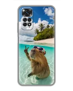 Чехол для Xiaomi Redmi Note 11 / 11s с картинкой «Капибара на море»