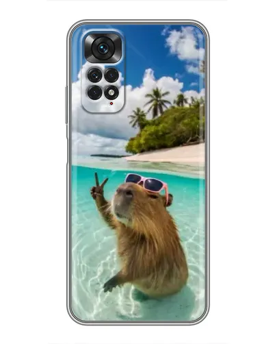 Чехол для Xiaomi Redmi Note 11 / 11s с картинкой «Капибара на море»