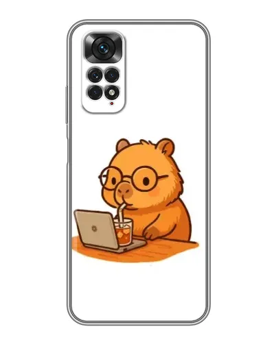Чехол для Xiaomi Redmi Note 11 / 11s с картинкой «Капибара с ноутбуком»