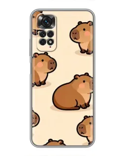 Чехол для Xiaomi Redmi Note 11 / 11s с картинкой «Паттерн милых капибар»