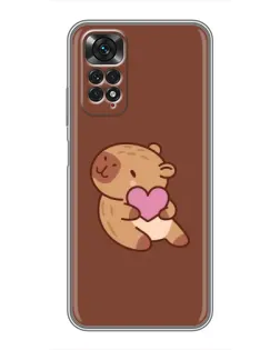 Чехол для Xiaomi Redmi Note 11 / 11s с картинкой «Капибара с сердцем»