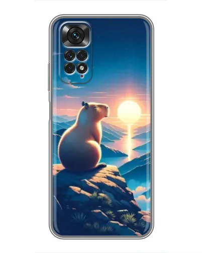 Чехол для Xiaomi Redmi Note 11 / 11s с картинкой «Закат солнца с капибарой»