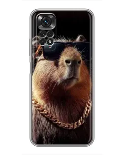 Чехол для Xiaomi Redmi Note 11 / 11s с картинкой «Капибара золотая цепь»