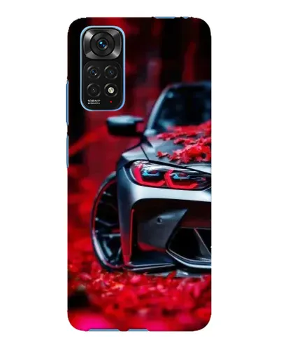 Чехол для Xiaomi Redmi Note 11E Pro с картинкой «Спортивная BMW и цветы»