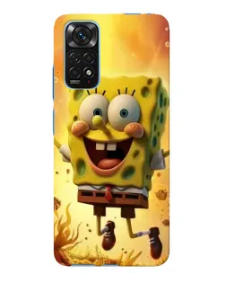 Чехол для Xiaomi Redmi Note 11E Pro с картинкой «Губка Боб прыгает»