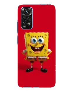 Чехол для Xiaomi Redmi Note 11E Pro с картинкой «Спанч Боб на красном»