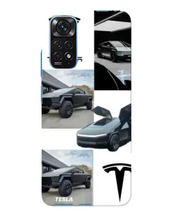 Чехол для Xiaomi Redmi Note 11E Pro с картинкой «Коллаж Cybertruck Tesla»