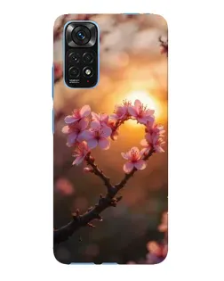 Чохол для Xiaomi Redmi Note 11E Pro з картинкою «Рожевий цвіт  сердечко на тлі заходу»