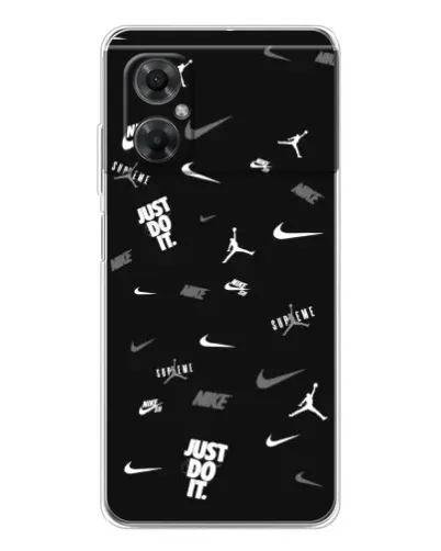 Чехол для Xiaomi Redmi Note 11R с картинкой «Nike Black Pattern»