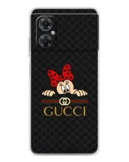 Чехол для Xiaomi Redmi Note 11R с картинкой «Минни Маус Gucci — черный»