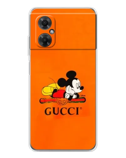 Чехол для Xiaomi Redmi Note 11R с картинкой «Микки Маус Gucci — оранж» Чехол для Xiaomi Redmi Note 11R с картинкой «Микки Маус Gucci — оранж»
