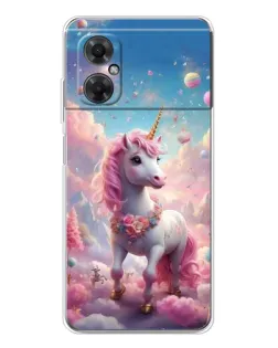 Чехол для Xiaomi Redmi Note 11R с картинкой «Единорог среди облаков»