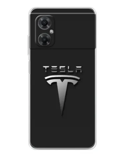 Чехол для Xiaomi Redmi Note 11R с картинкой «Стальной логотип Tesla»