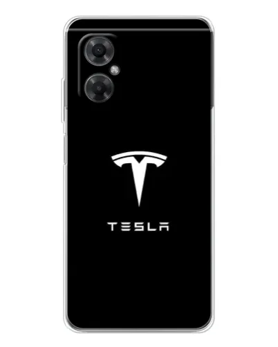 Чехол для Xiaomi Redmi Note 11R с картинкой «Tesla White Logo»