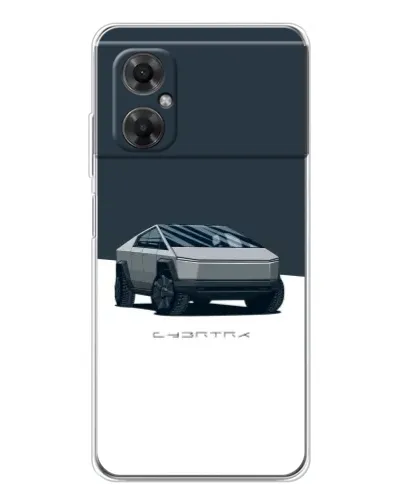 Чехол для Xiaomi Redmi Note 11R с картинкой «Серебристый Cybertruck Tesla»