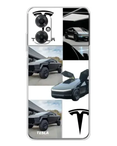 Чехол для Xiaomi Redmi Note 11R с картинкой «Коллаж Cybertruck Tesla»