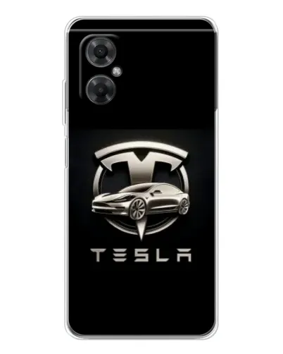 Чехол для Xiaomi Redmi Note 11R с картинкой «Tesla — серебристое авто»