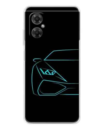 Чехол для Xiaomi Redmi Note 11R с картинкой «Голубой силуэт Lamborghini»