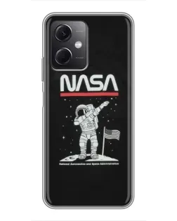 Чехол для Xiaomi Redmi Note 12 (5G) с картинкой «NASA — шагаем по Луне»