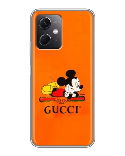 Чехол для Xiaomi Redmi Note 12 (5G) с картинкой «Микки Маус Gucci — оранж» Чехол для Xiaomi Redmi Note 12 (5G) с картинкой «Микки Маус Gucci — оранж»