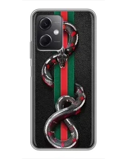 Чехол для Xiaomi Redmi Note 12 (5G) с картинкой «Gucci — змея на полосе» Чехол для Xiaomi Redmi Note 12 (5G) с картинкой «Gucci — змея на полосе»
