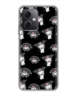 Чехол для Xiaomi Redmi Note 12 (5G) с картинкой «Черный паттерн Kuromi»