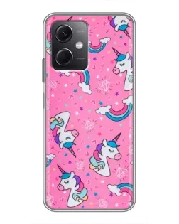 Чехол для Xiaomi Redmi Note 12 (5G) с картинкой «Unicorn паттерн розовый»