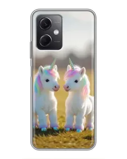 Чехол для Xiaomi Redmi Note 12 (5G) с картинкой «Пара единорогов»