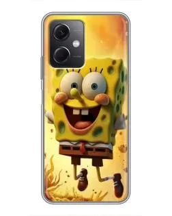Чехол для Xiaomi Redmi Note 12 (5G) с картинкой «Губка Боб прыгает»