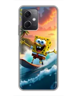 Чехол для Xiaomi Redmi Note 12 (5G) с картинкой «Губка Боб серфингист»