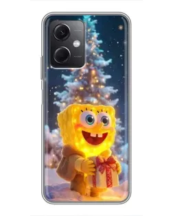 Чехол для Xiaomi Redmi Note 12 (5G) с картинкой «Рождественский Спанч Боб»