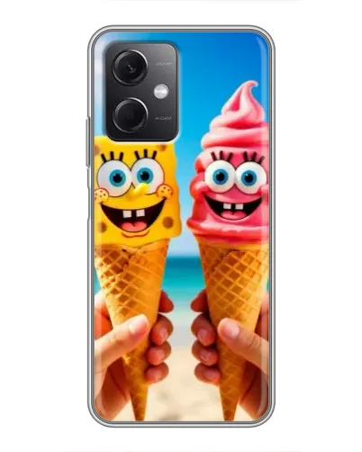 Чехол для Xiaomi Redmi Note 12 (5G) с картинкой «Спанч Боб мороженое»