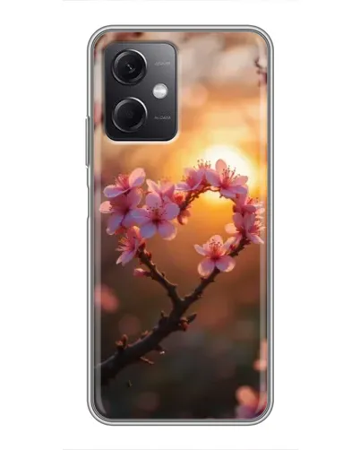 Чехол для Xiaomi Redmi Note 12 (5G) с картинкой «Розовый цвет сердце на фоне заката»